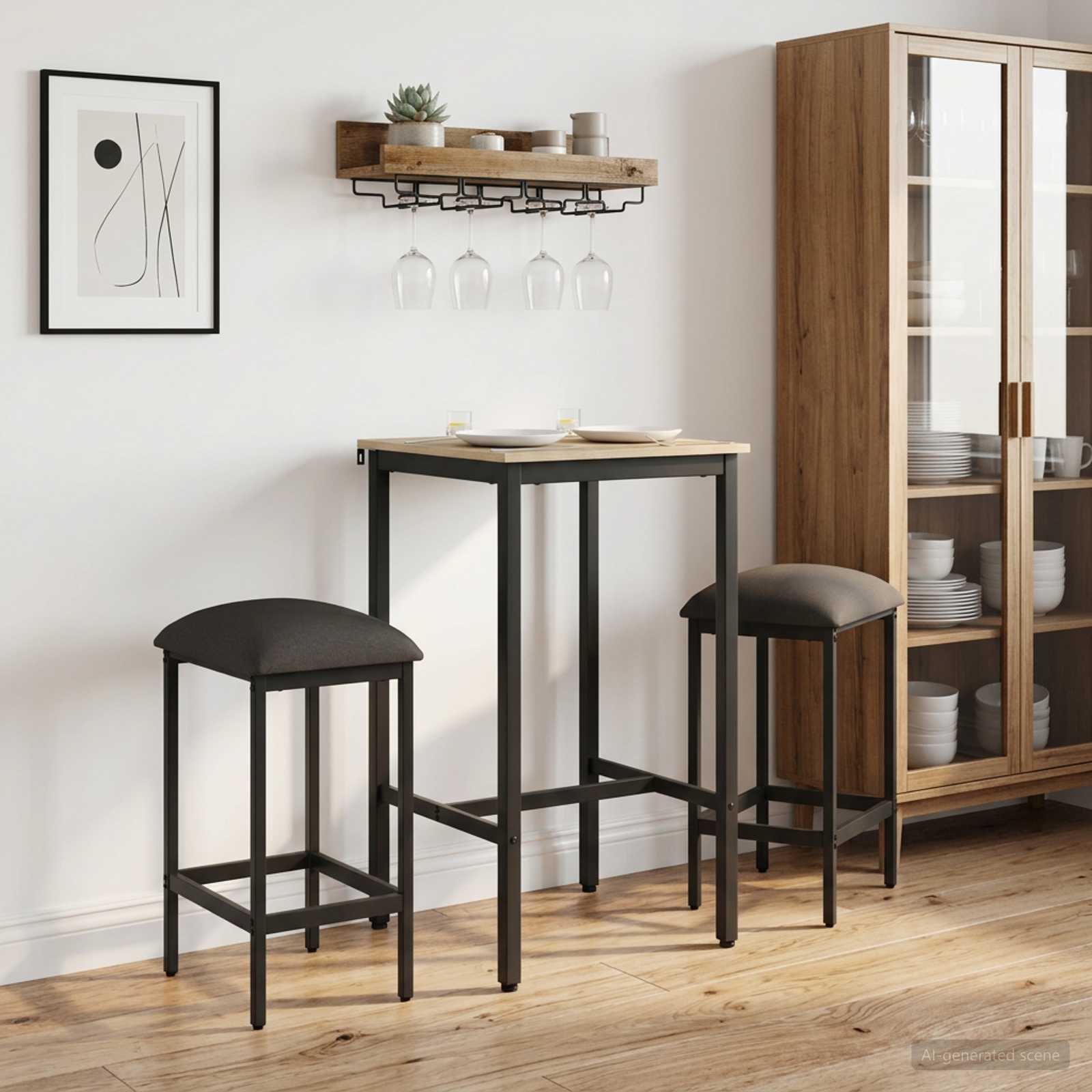 Barbænk 2 stk. Mørkegrå 40 x 32 x 74 cm Konstrueret træ billede