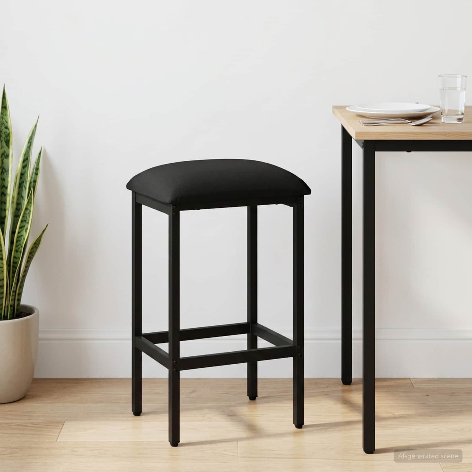 Barbænk Sort 40 x 32 x 74 cm Konstrueret træ billede