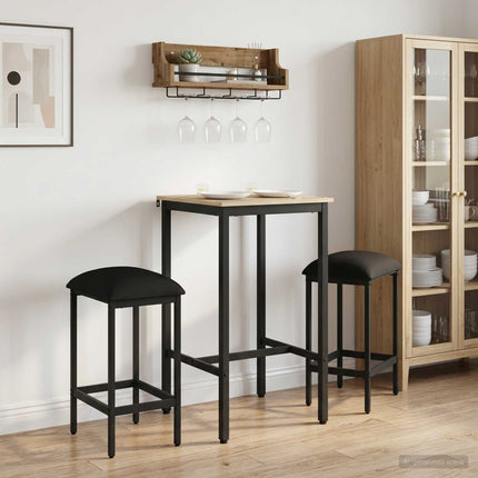 Barbænk 2 stk. Sort 40 x 32 x 74 cm Konstrueret træ