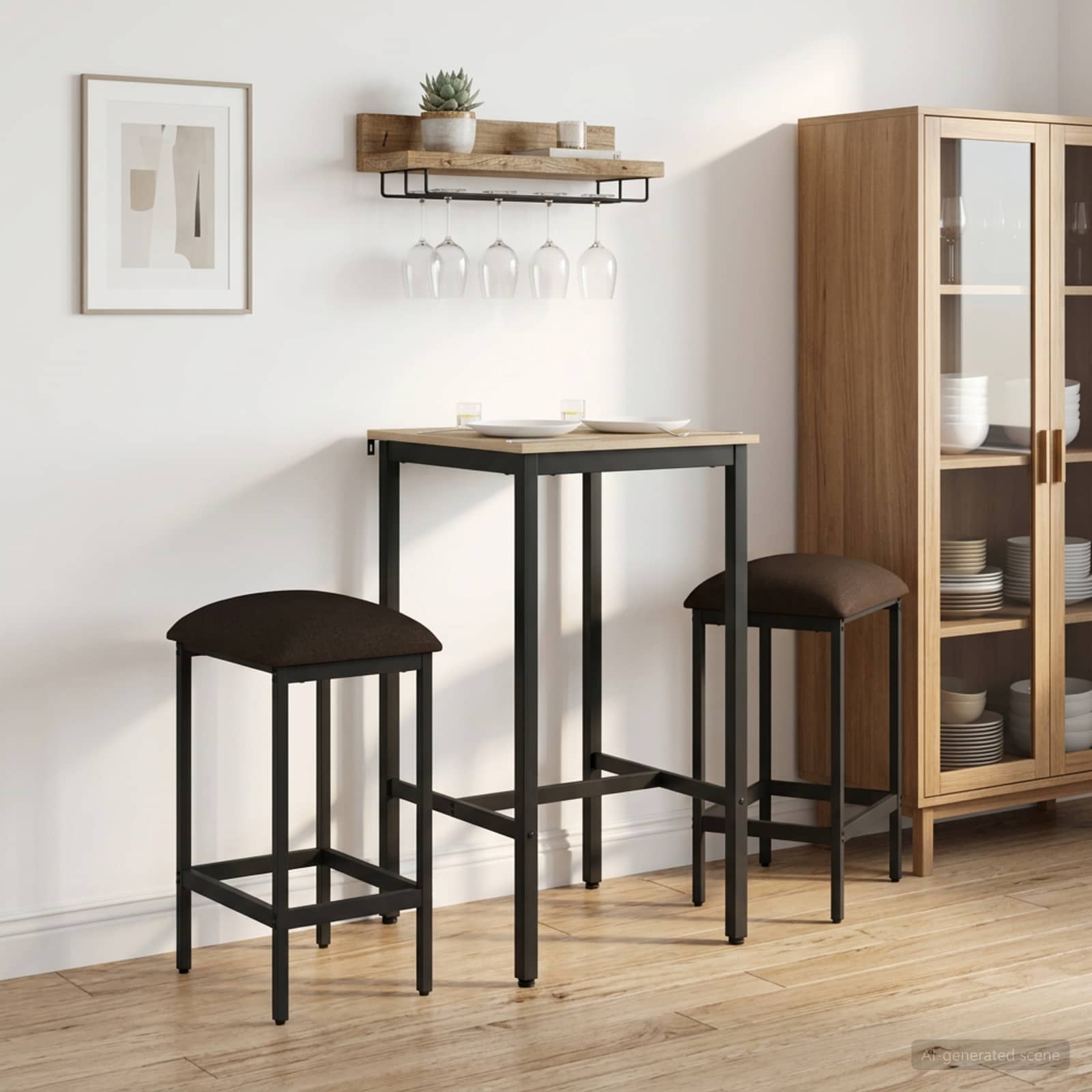Barbænk 2 stk. Gråbrun 40 x 32 x 74 cm Konstrueret træ billede