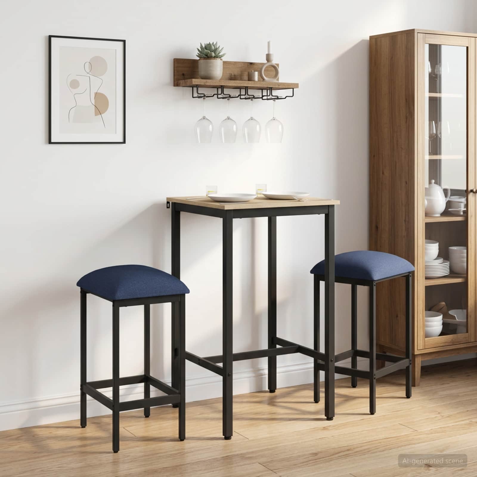 Barbænk 2 stk. Blå 40 x 32 x 74 cm Konstrueret træ billede