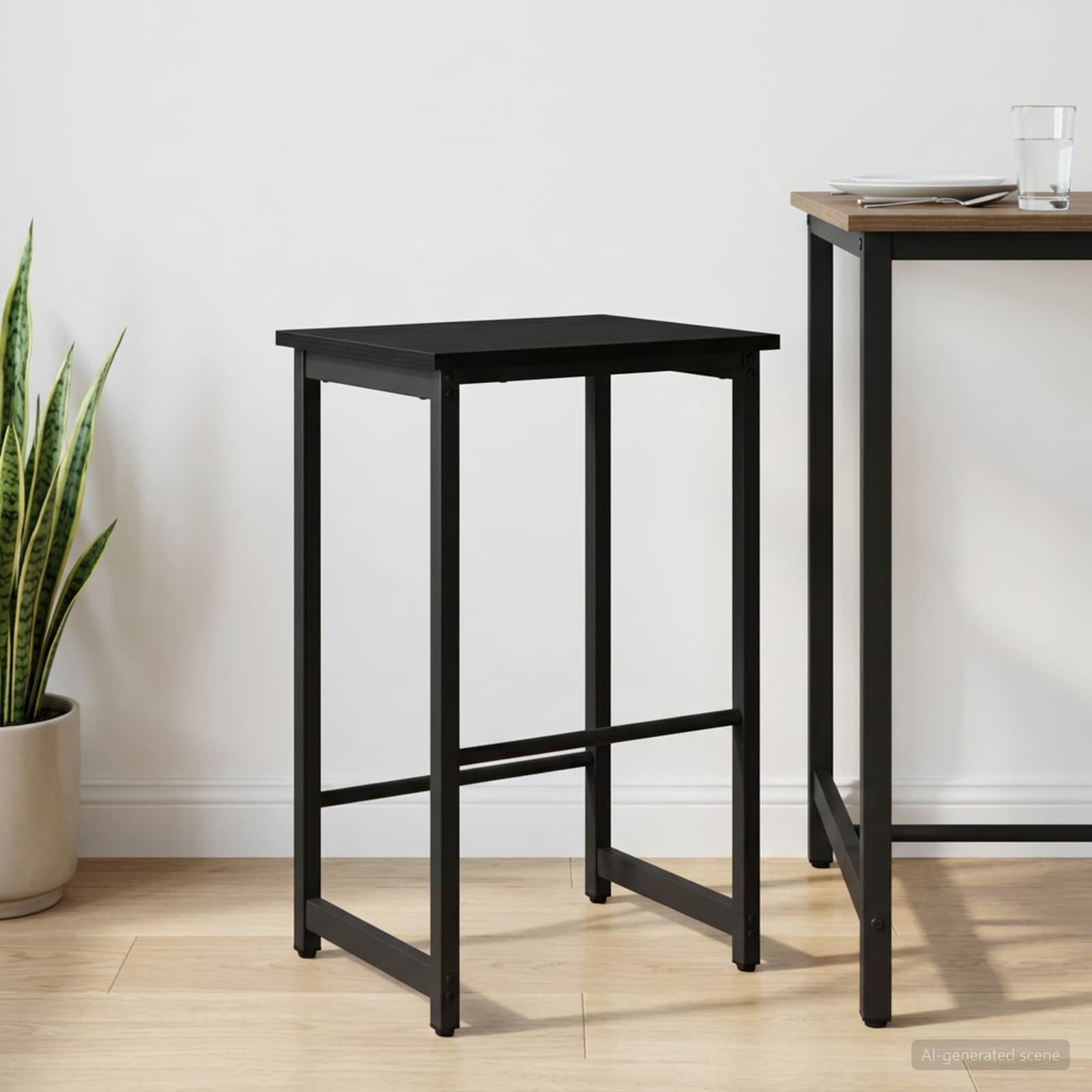 Barbænk Sort eg 40 x 32 x 64 cm Konstrueret træ billede
