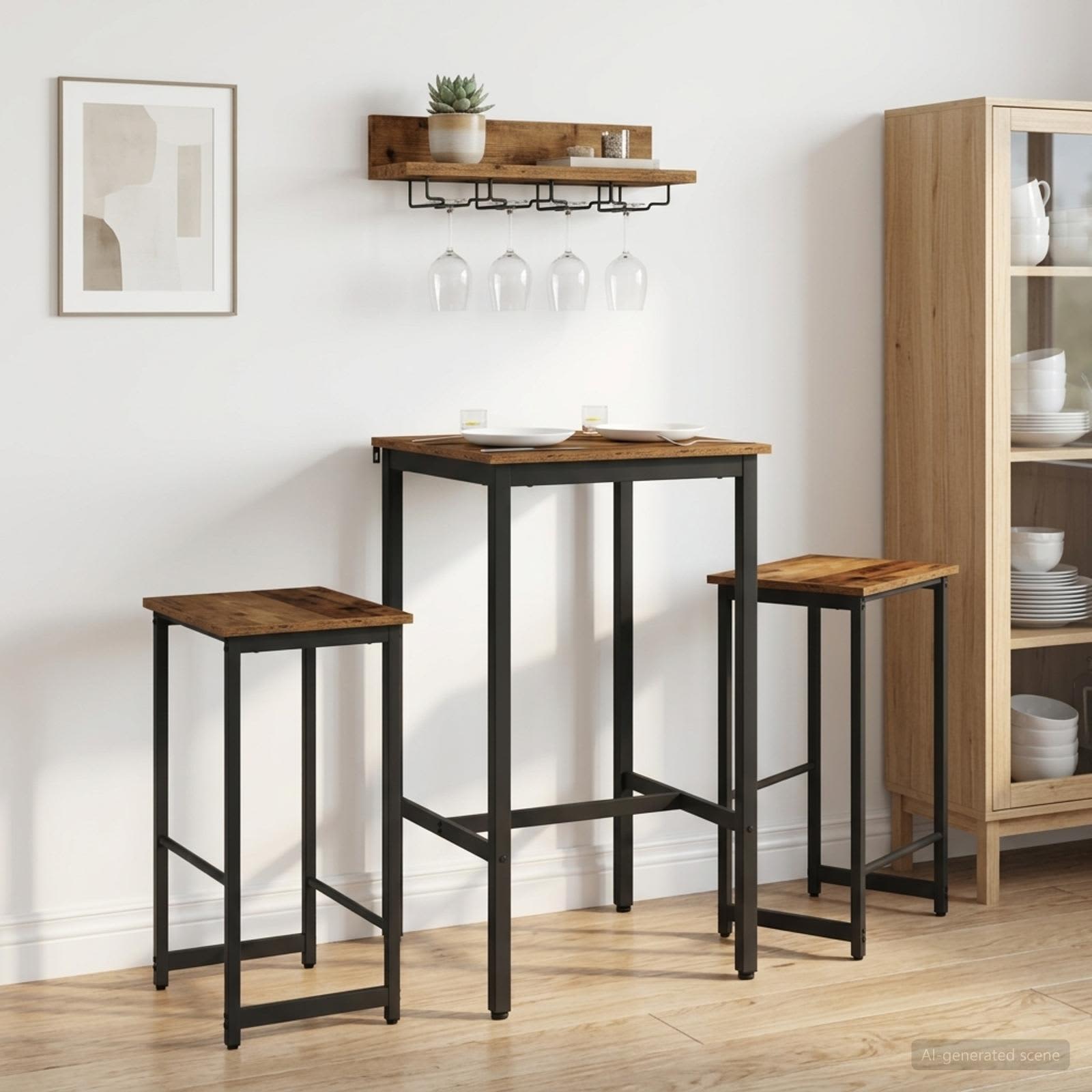 Barbænk 2 stk. Gammelt træ 40 x 32 x 64 cm Konstrueret træ billede