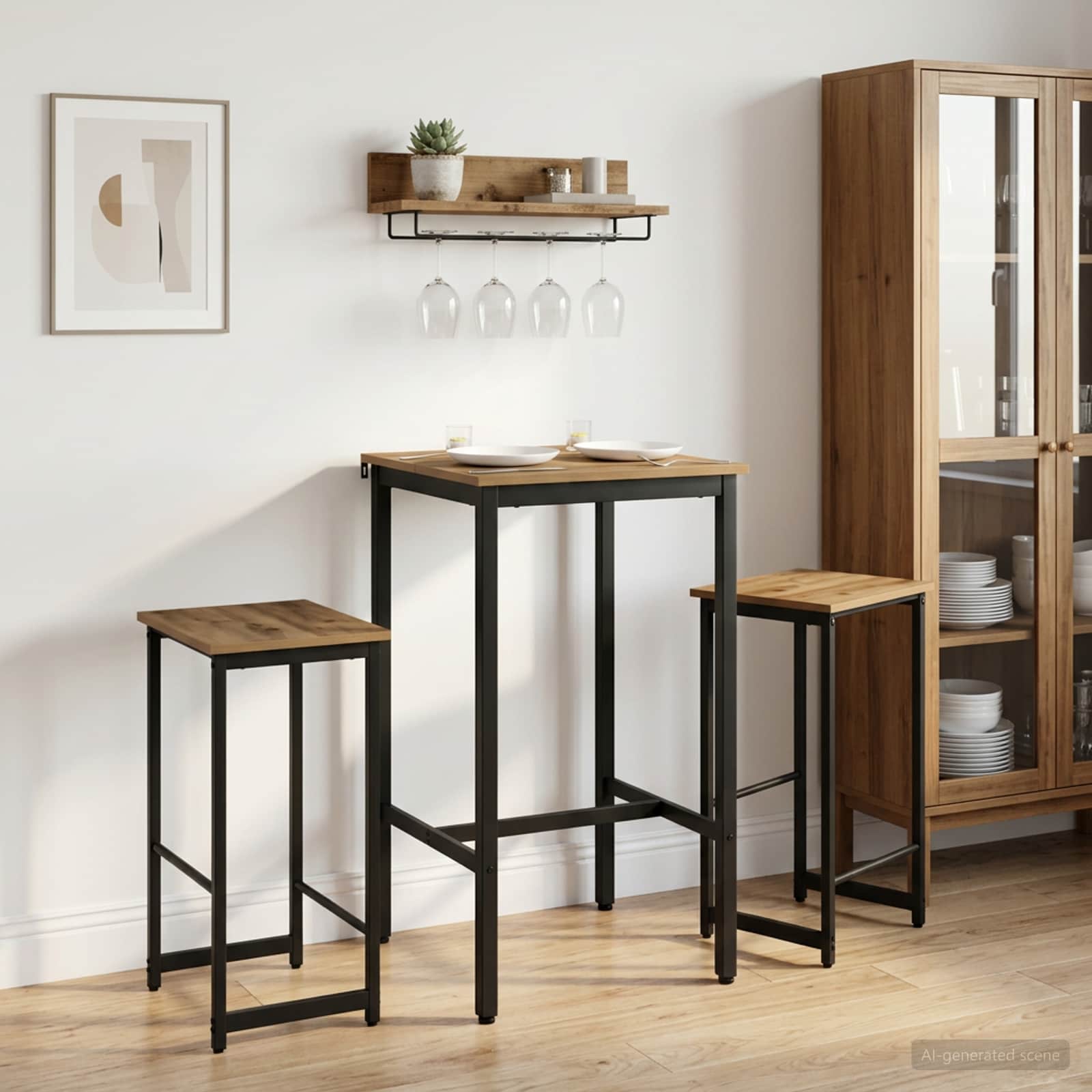 vidaXL Barbænk 2 stk. Artisan-eg 40 x 32 x 64 cm Konstrueret træ