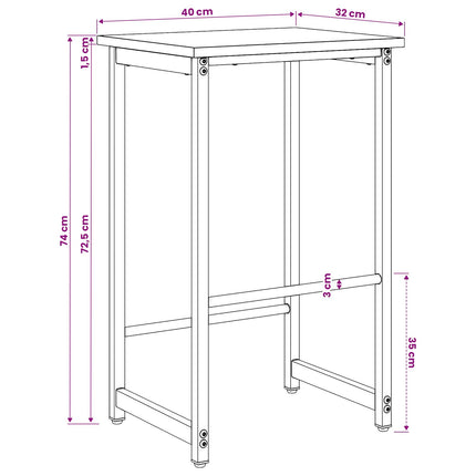 Barbænk 2 stk. Sort eg 40 x 32 x 74 cm Konstrueret træ