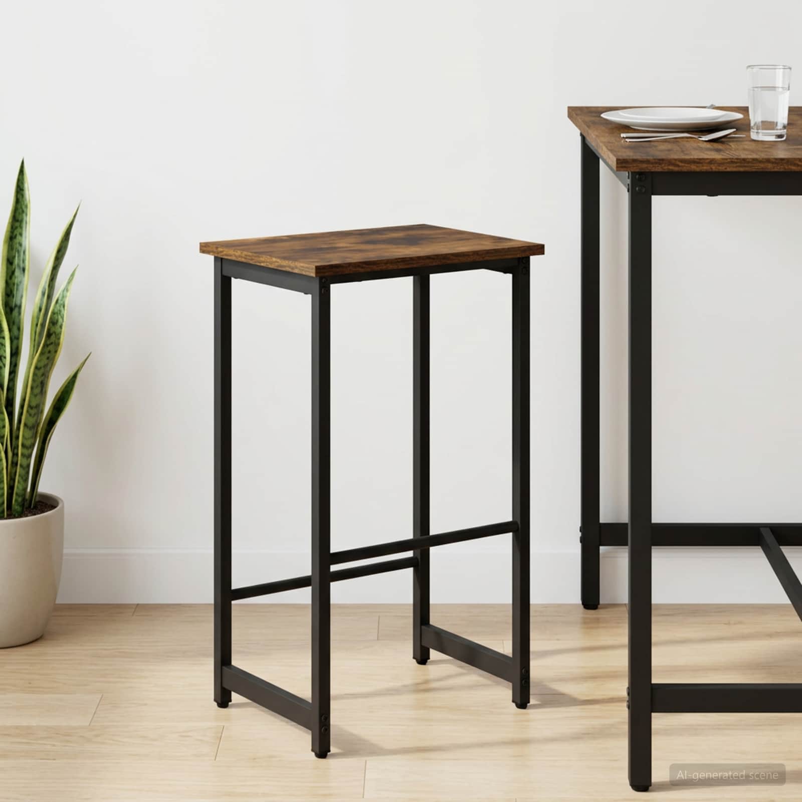 Barbænk Røget eg 40 x 32 x 74 cm Konstrueret træ billede