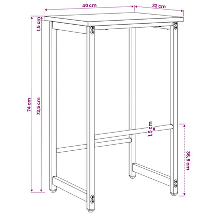 Barbænk 2 stk. Røget eg 40 x 32 x 74 cm Konstrueret træ