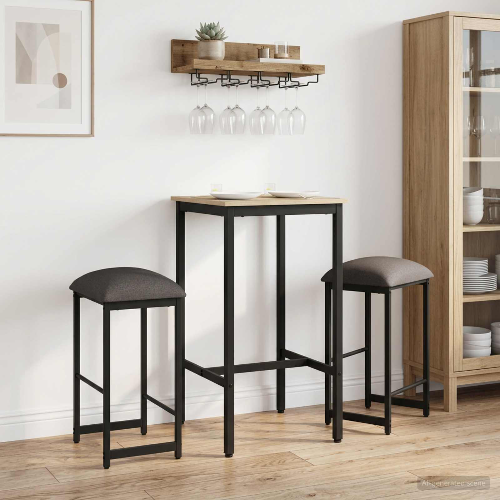 Barbænk 2 stk. Lysegrå 40 x 32 x 74 cm Konstrueret træ billede