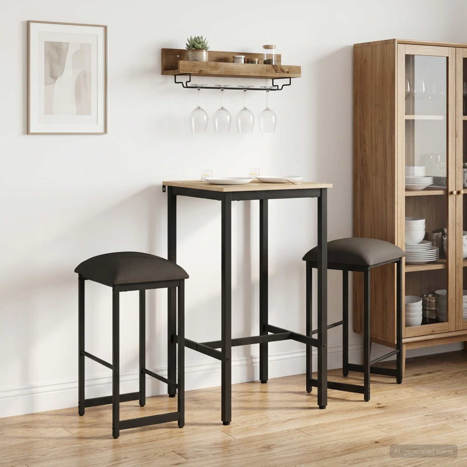 Barbænk 2 stk. Mørkegrå 40 x 32 x 74 cm Konstrueret træ billede