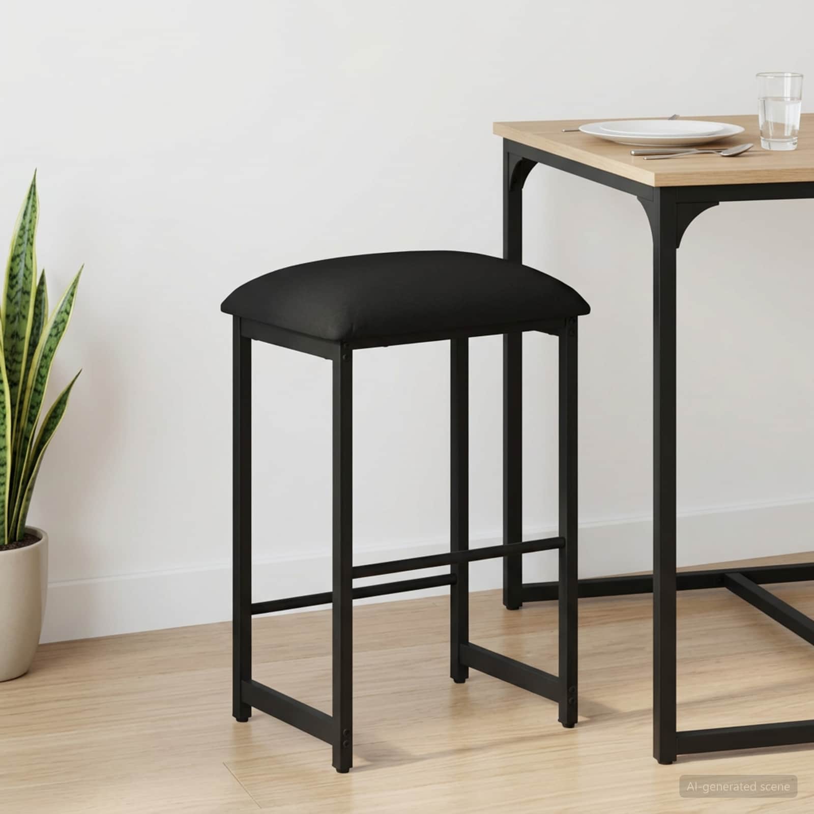 Barbænk Sort 40 x 32 x 74 cm Konstrueret træ billede