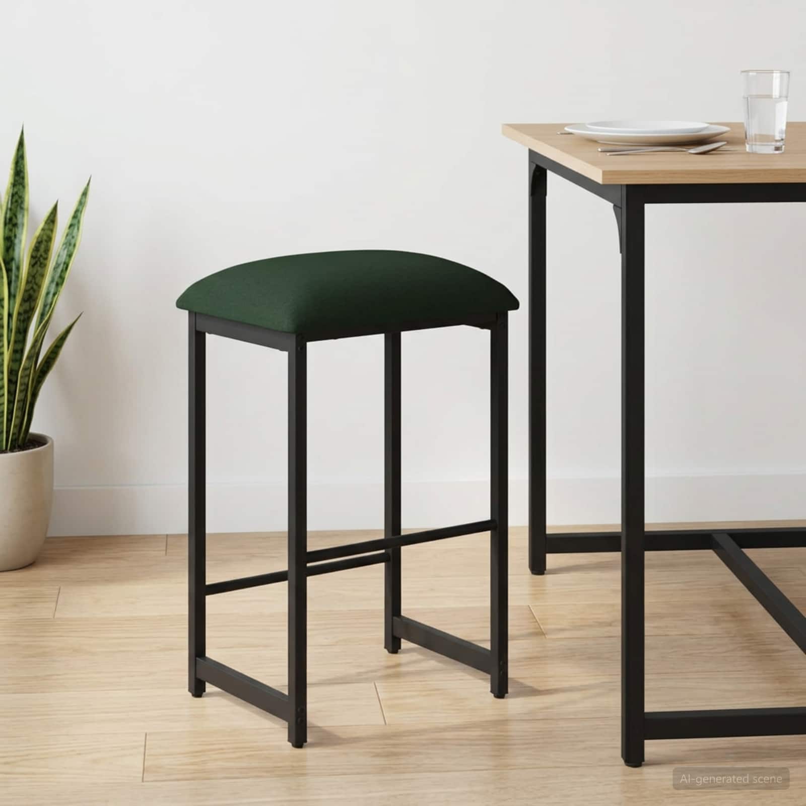 Barbænk Mørkegrøn 40 x 32 x 74 cm Konstrueret træ billede