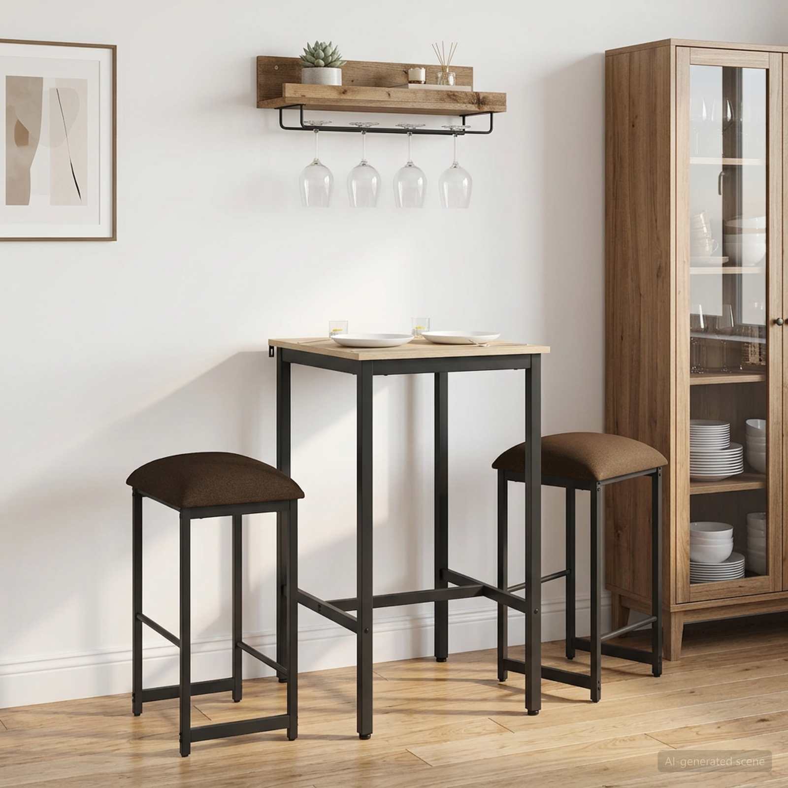 Barbænk 2 stk. Gråbrun 40 x 32 x 74 cm Konstrueret træ billede