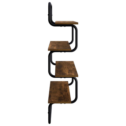 4-lags væghylde Røget eg 60 x 24,5 x 104 cm Konstrueret træ