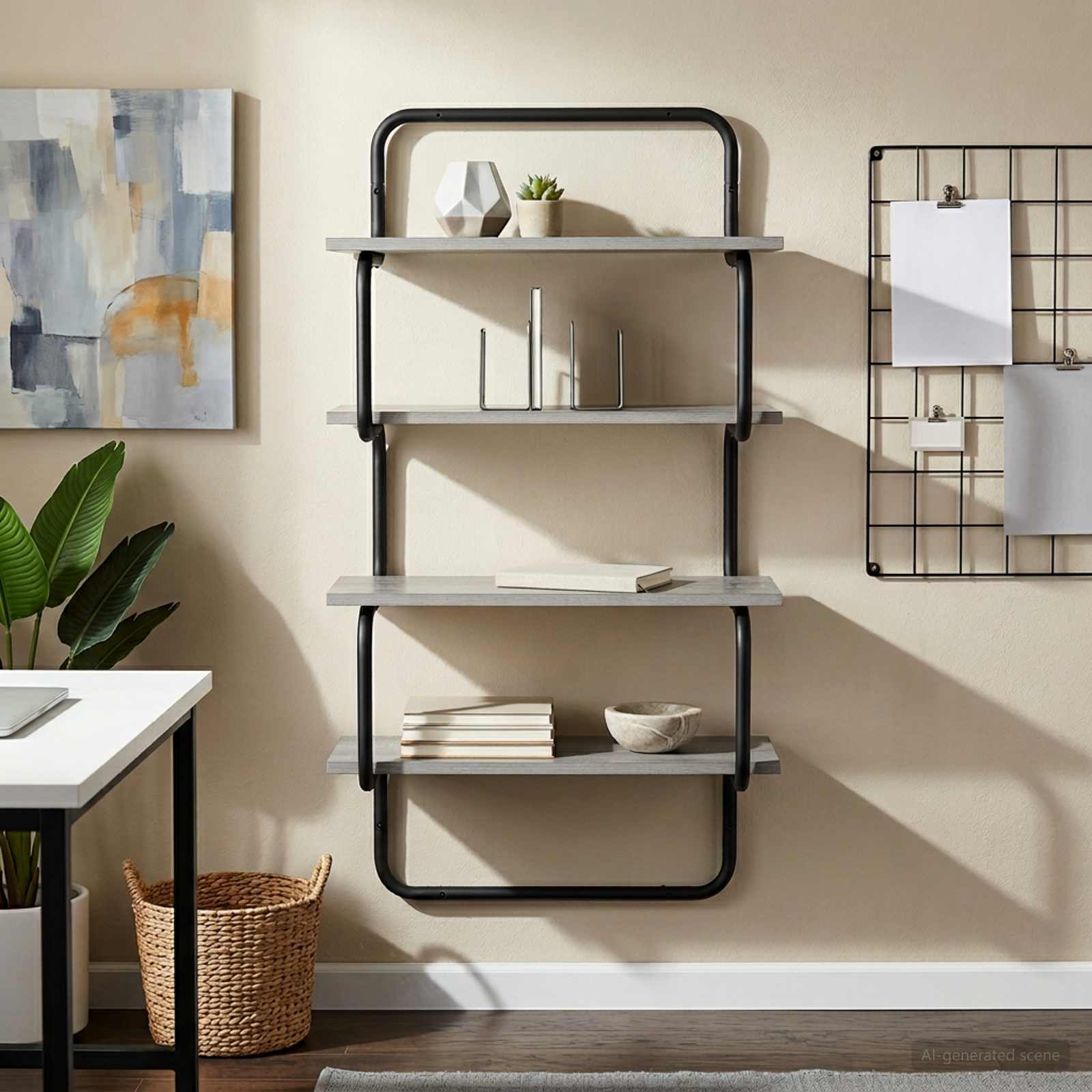 vidaXL 4-lags væghylde Grå Sonoma 40 x 24,5 x 104 cm Konstrueret træ