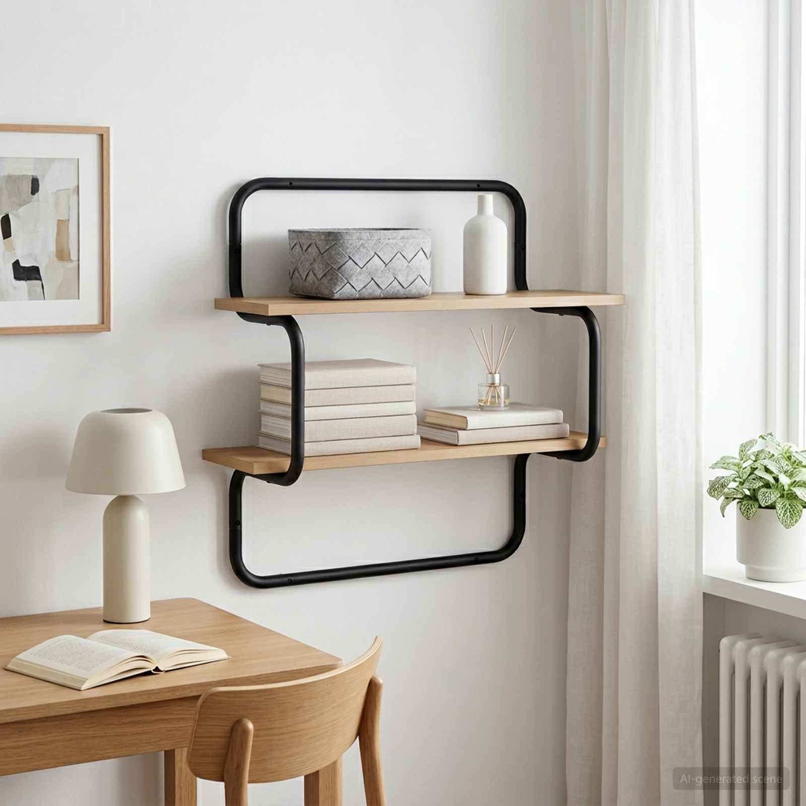 vidaXL 2-lags væghylde Artisan-eg 60 x 24,5 x 61 cm Konstrueret træ