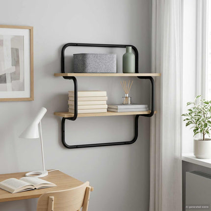 2-etagers væghylde Sonoma-eg 40 x 24,5 x 61 cm Konstrueret træ