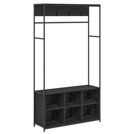 Knagerække med sko bænk Sort eg 100 x 32 x 180,5 cm