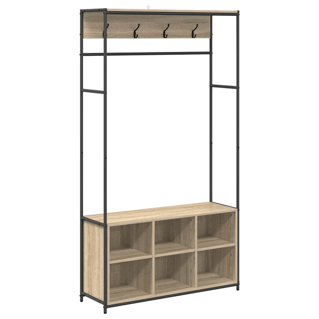 Knagerække med sko bænk Sonoma-eg 100 x 32 x 180,5 cm