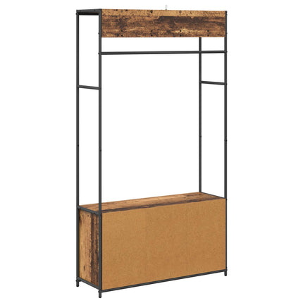 Knagerække med sko bænk Gammelt træ 100 x 32 x 180,5 cm