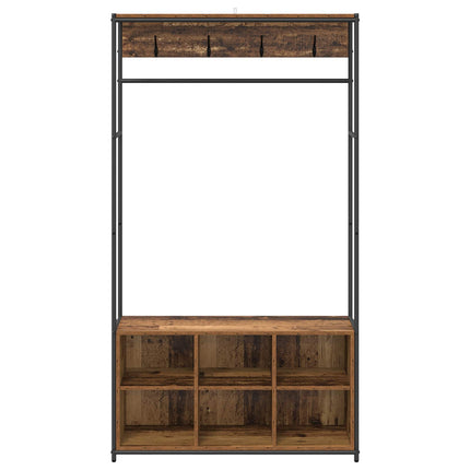 Knagerække med sko bænk Gammelt træ 100 x 32 x 180,5 cm