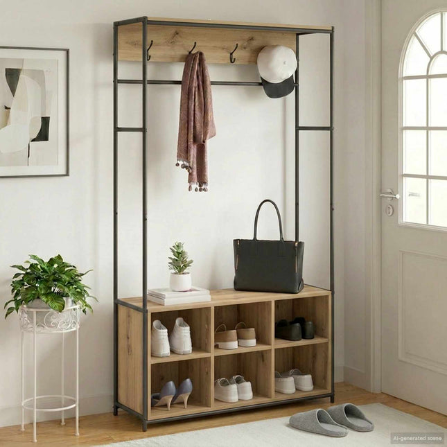 Knagerække med sko bænk Artisan-eg 100 x 32 x 180,5 cm