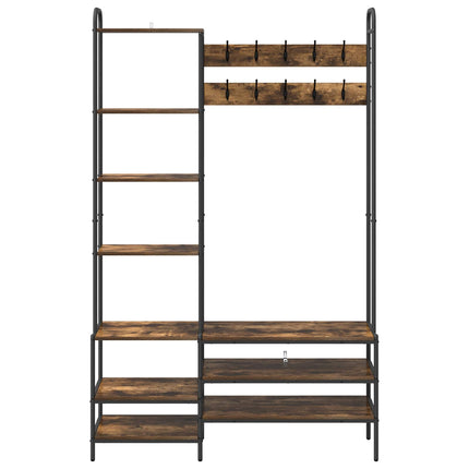 Knagerække med sko bænk Røget eg 120,5 x 34 x 190 cm