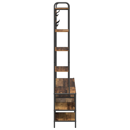 Knagerække med sko bænk Gammelt træ 120,5 x 34 x 190 cm