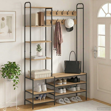 Knagerække med sko bænk Artisan-eg 120,5 x 34 x 190 cm