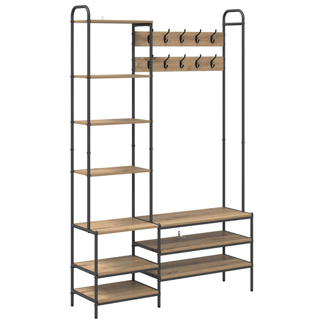 Knagerække med sko bænk Artisan-eg 120,5 x 34 x 190 cm