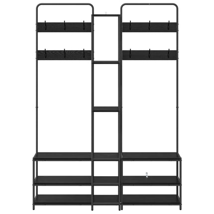 Knagerække med sko bænk Sort eg 143 x 30 x 199,5 cm
