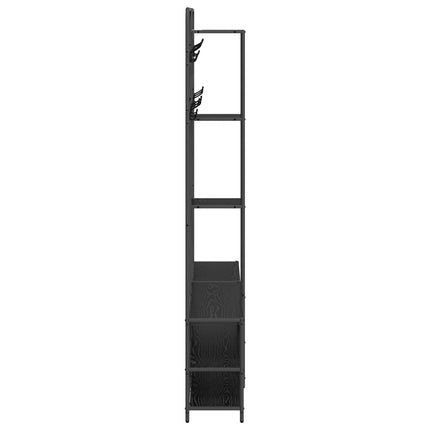 Knagerække med sko bænk Sort eg 143 x 30 x 199,5 cm