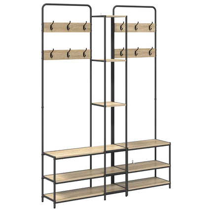 Knagerække med sko bænk Sonoma-eg 143 x 30 x 199,5 cm