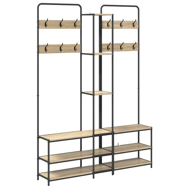 Knagerække med sko bænk Sonoma-eg 143 x 30 x 199,5 cm
