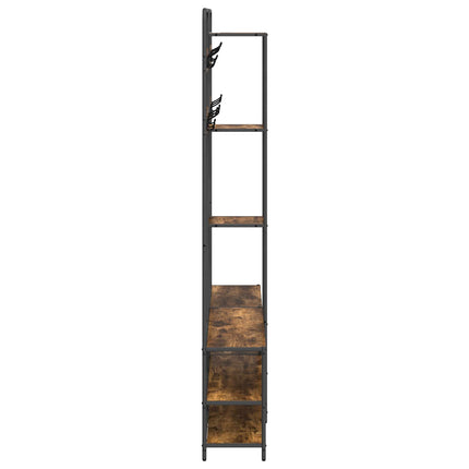 Knagerække med sko bænk Røget eg 143 x 30 x 199,5 cm