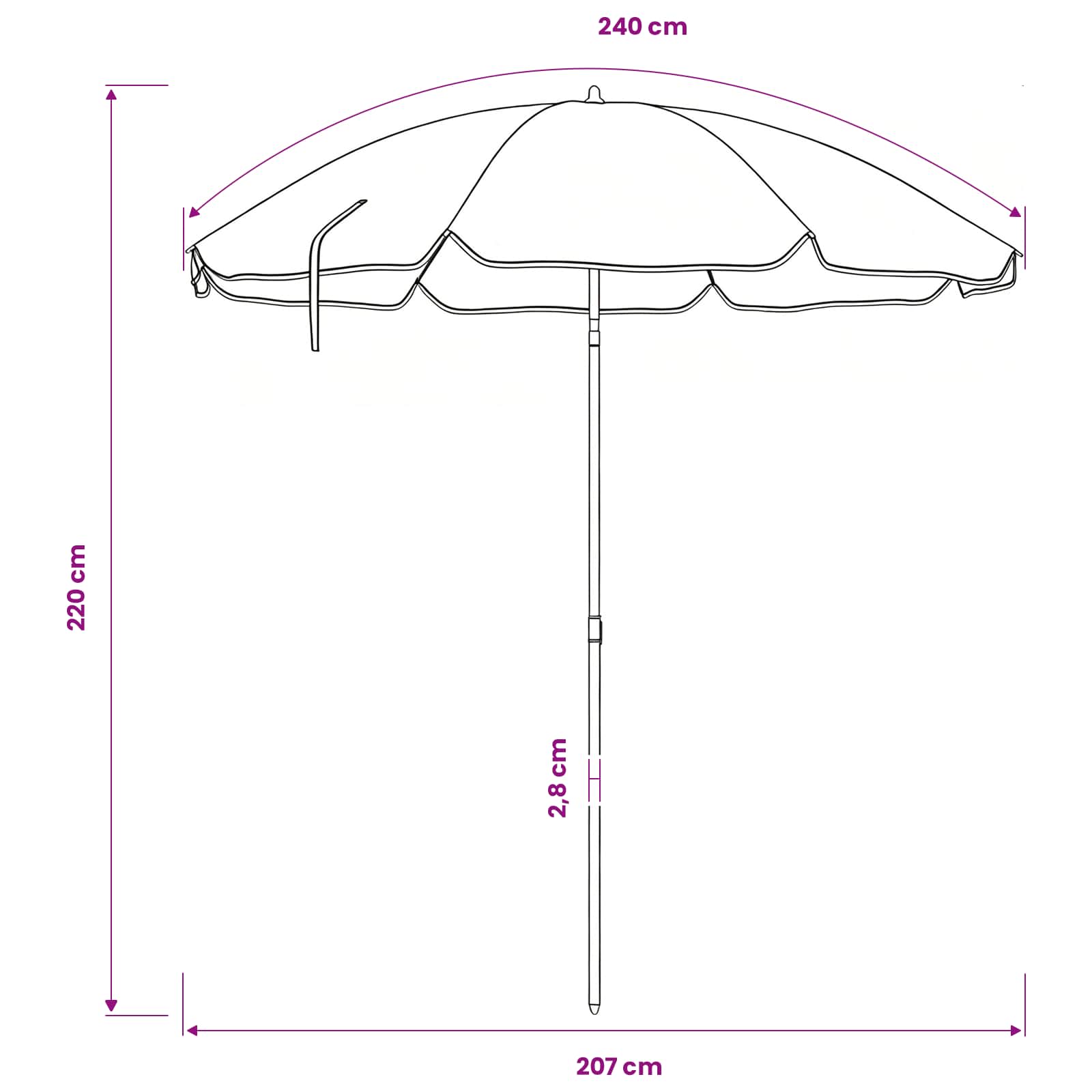 Havesol 240 cm 170T polyester Orange