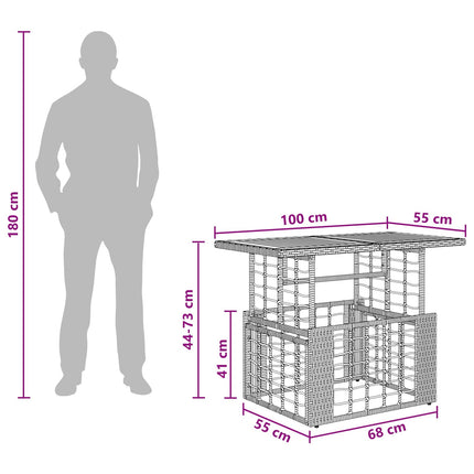 Havemøbel Bord Naturfarvet 100 x 55 x 37 cm PE Rattan og Glas