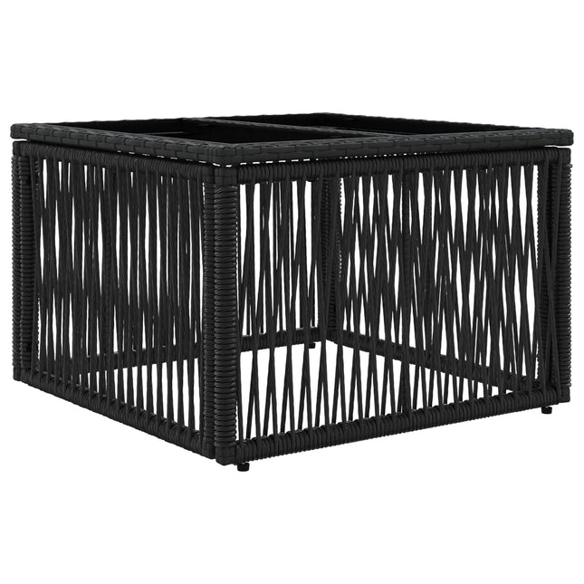 Havemøbel Bord Sort 55 x 55 x 37 cm PE Rattan og Glas