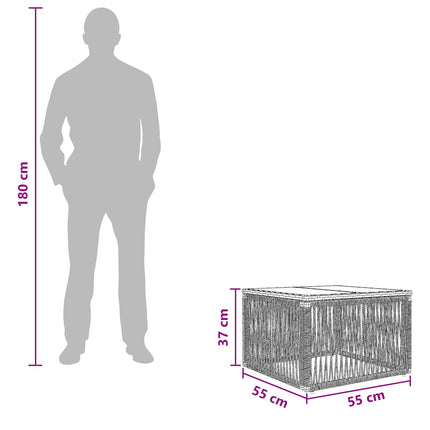 Havemøbel Bord Sort 55 x 55 x 37 cm PE Rattan og Glas