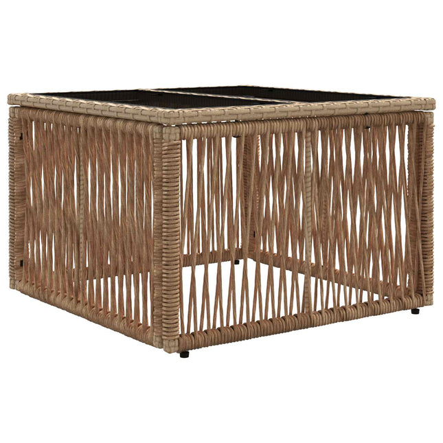 Havemøbel Bord Beige og sort 55 x 55 x 37 cm PE Rattan og Glas