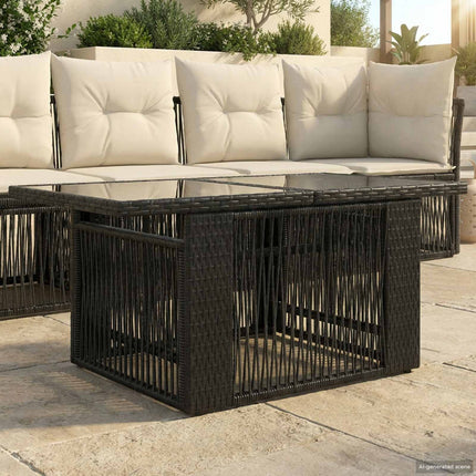 Havemøbel Bord Sort 100 x 55 x 37 cm PE Rattan og Glas