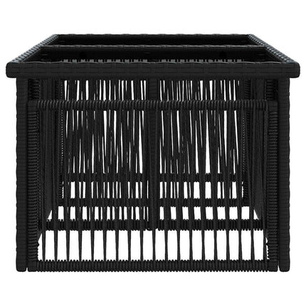 Havemøbel Bord Sort 100 x 55 x 37 cm PE Rattan og Glas