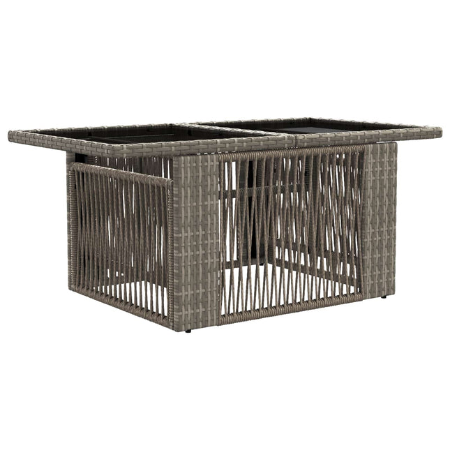 Havemøbel Bord Grå 100 x 55 x 37 cm PE Rattan og Glas