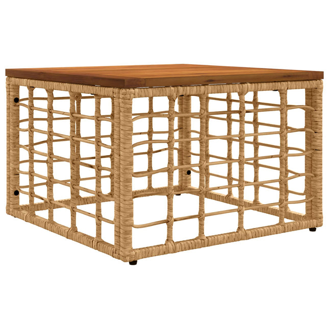 Havemøbel Bord Naturfarvet 55 x 55 x 37 cm PE Rattan og Glas