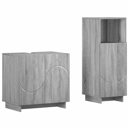 Badeværelsesskabsæt 2 stk. Grå Sonoma Konstrueret træ