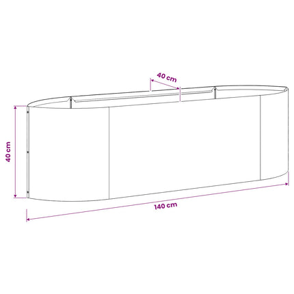 Hævet Havebed Galvaniseret stål 140 x 40 x 40 cm Stål