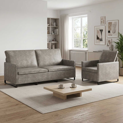 Sofa Sæt 2 pcs Lysegrå Faux suedestof