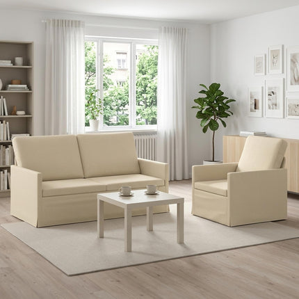 Sofa Sæt 2 pcs Cremefarvet Stof