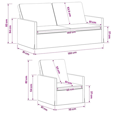 Sofa Sæt 2 pcs Blå Stof