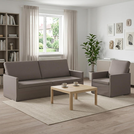 Sofa Sæt 2 pcs Gråbrun Stof