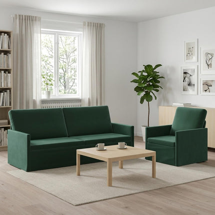 Sofa Sæt 2 pcs Mørkegrøn Velour (V)